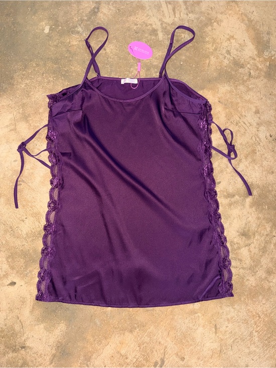 Avidlove Other - Purple Satin Lace Side-Tie Chemise Slip Dress Lingerie NWT Size L